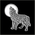 White Moon Howling Wolf Pin