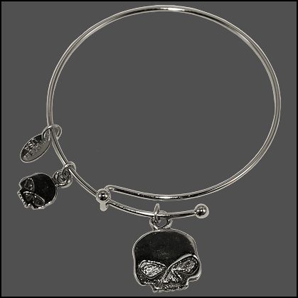 Half Skull Bangle Bracelet - Click Image to Close